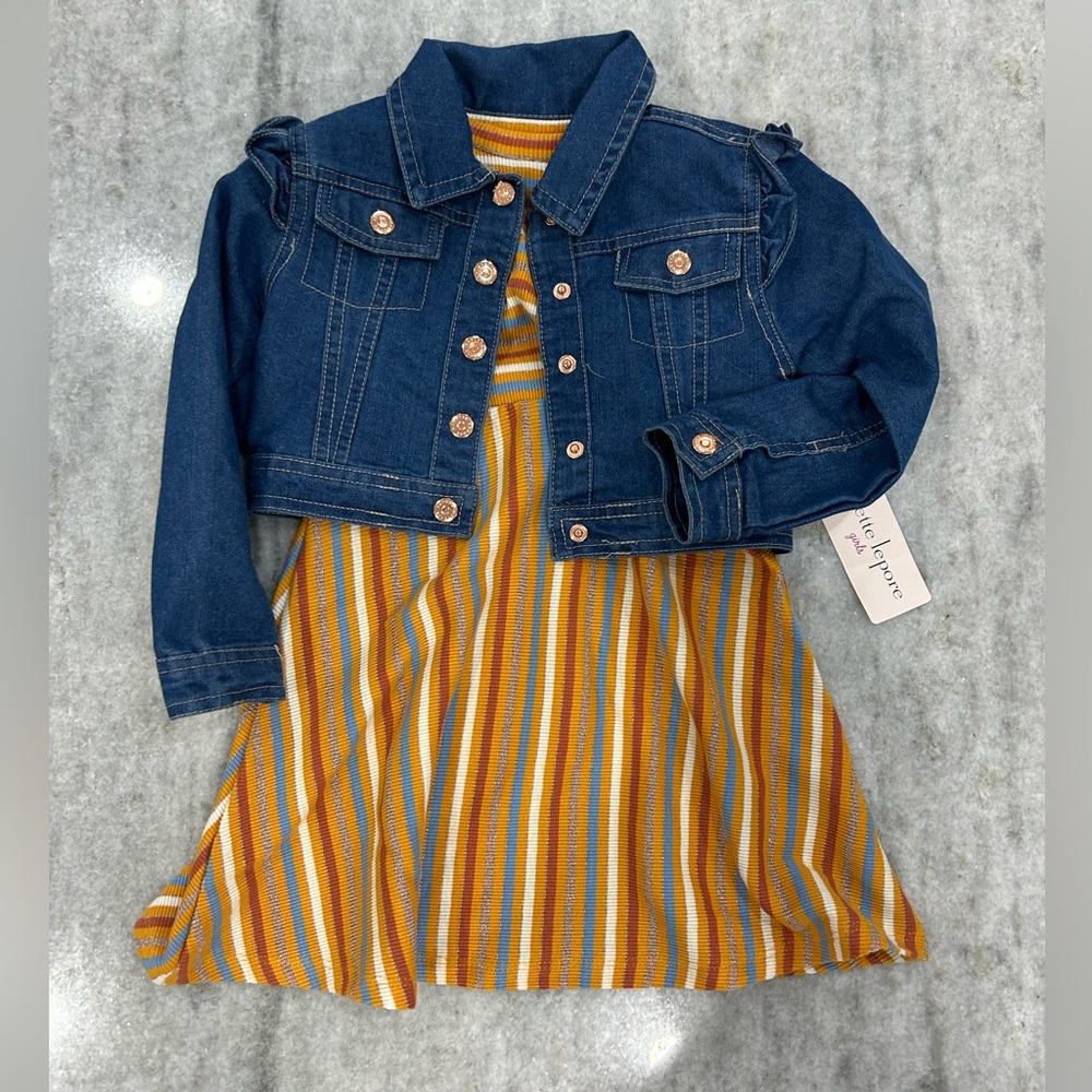 Nanette Lepore Dress and Jean Jacket Set Size 3T